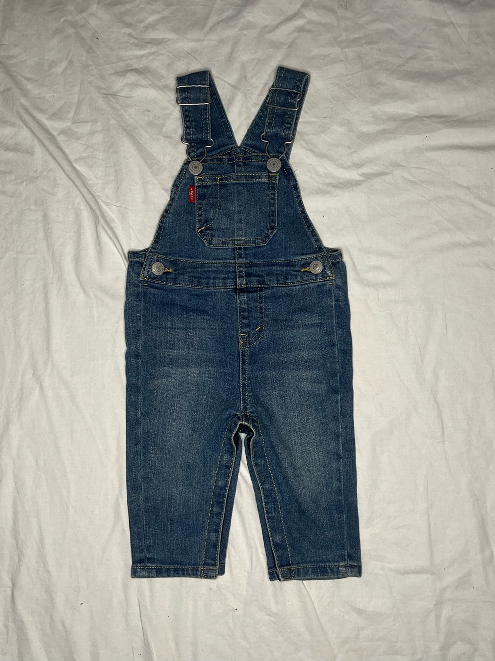 Levi's Kids Size 6M Dark Blue Denim Overalls with Front Bib